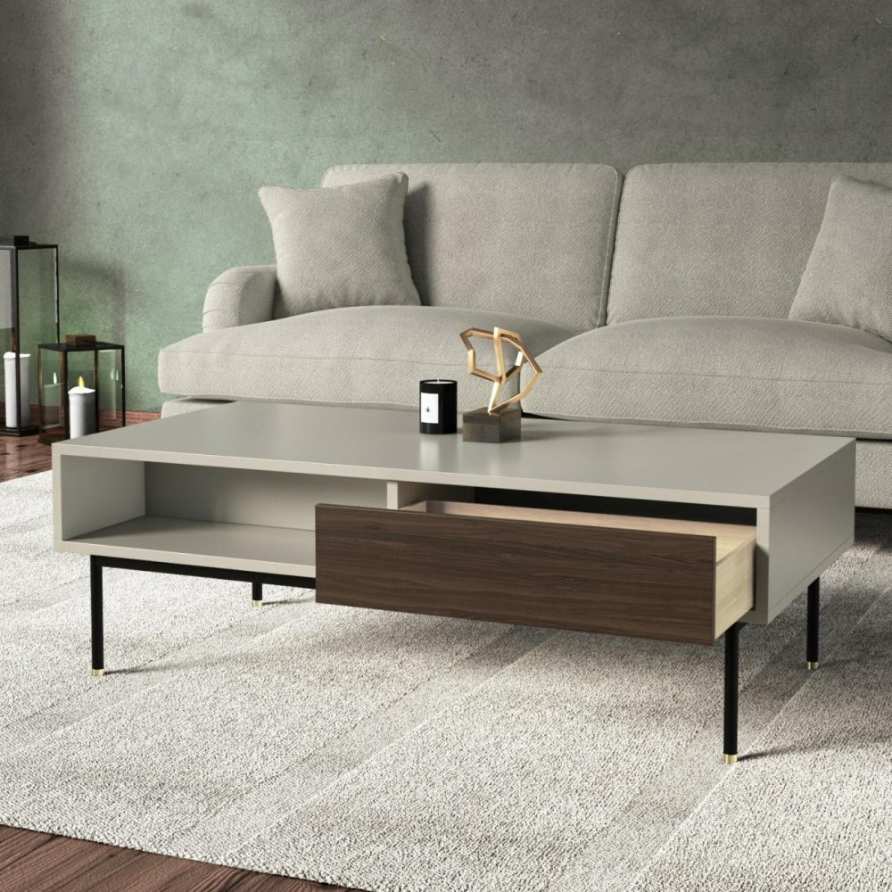 Rectangular Beige Wooden Coffee Table – Kallen Coffee Tables