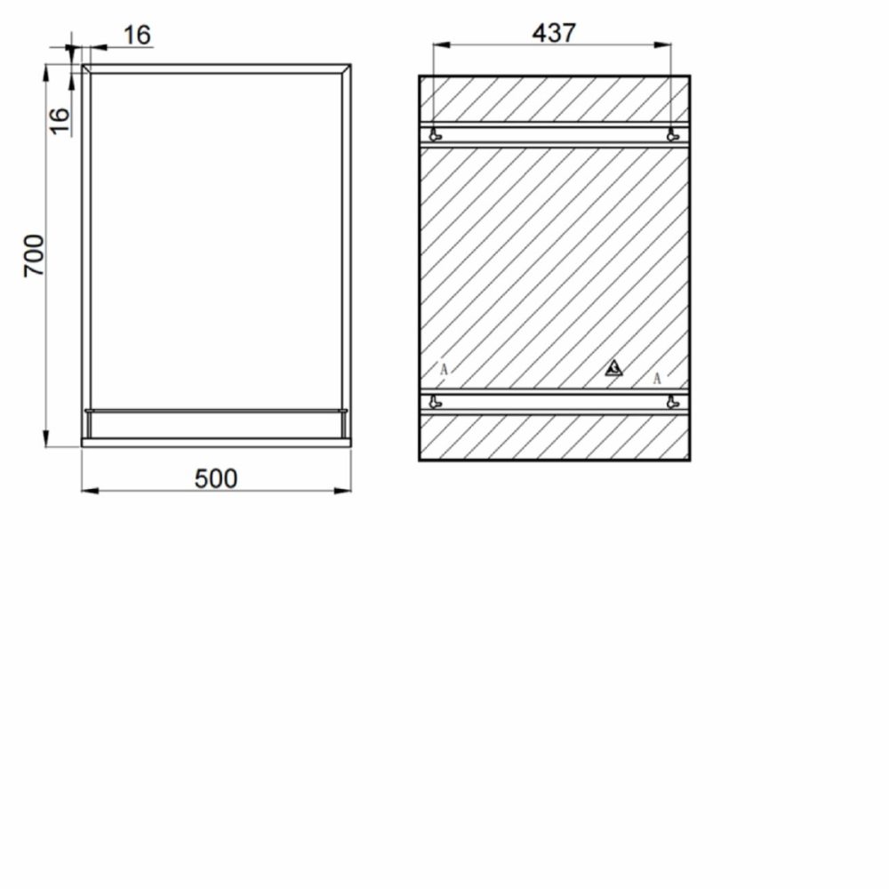 Rectangular Black Mirror With Shelf – 50 X 70Cm – Iona Dining