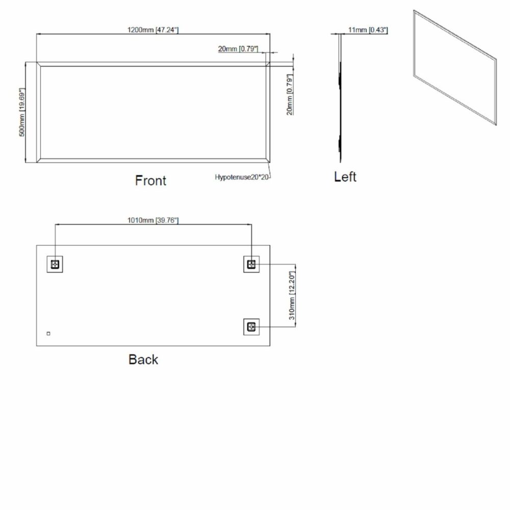 Rectangular Wall Mirror 120 X 50Cm – Helios Dining