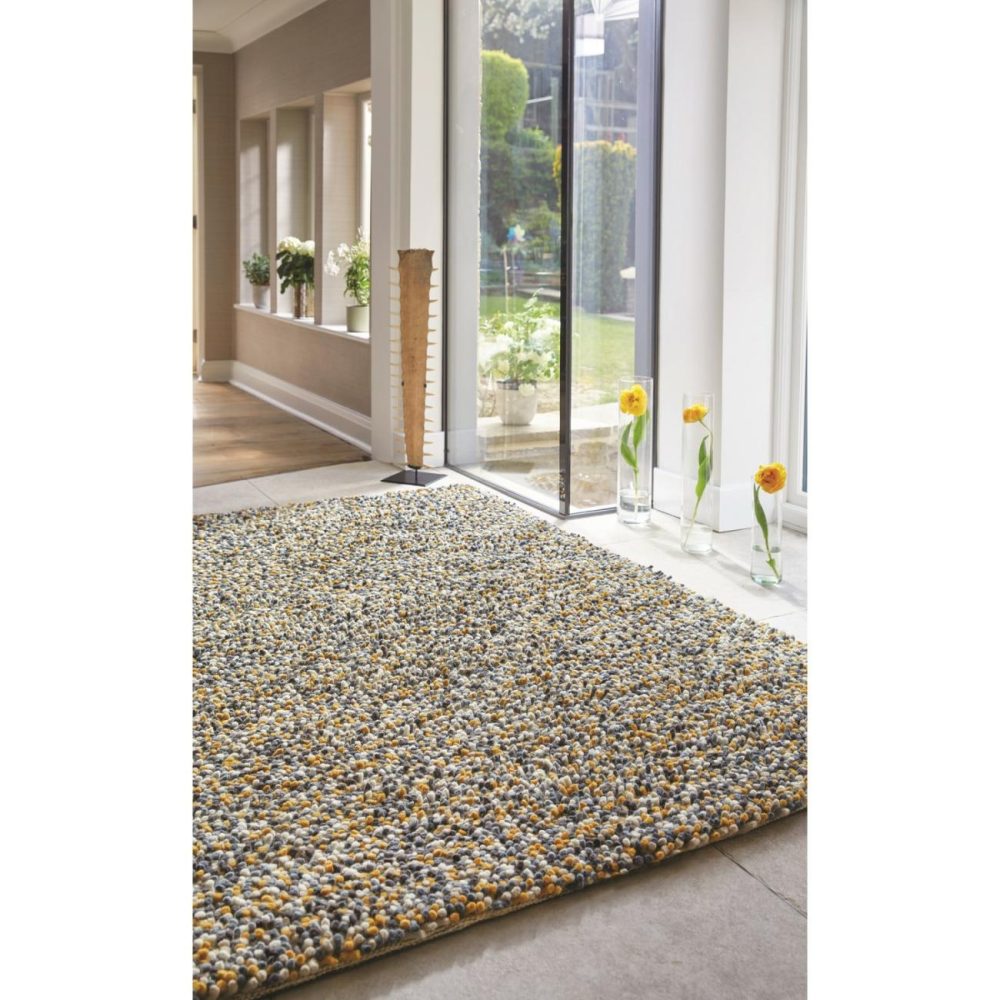 Rocks Shaggy Rug In Ochre – 160X230Cm Dining