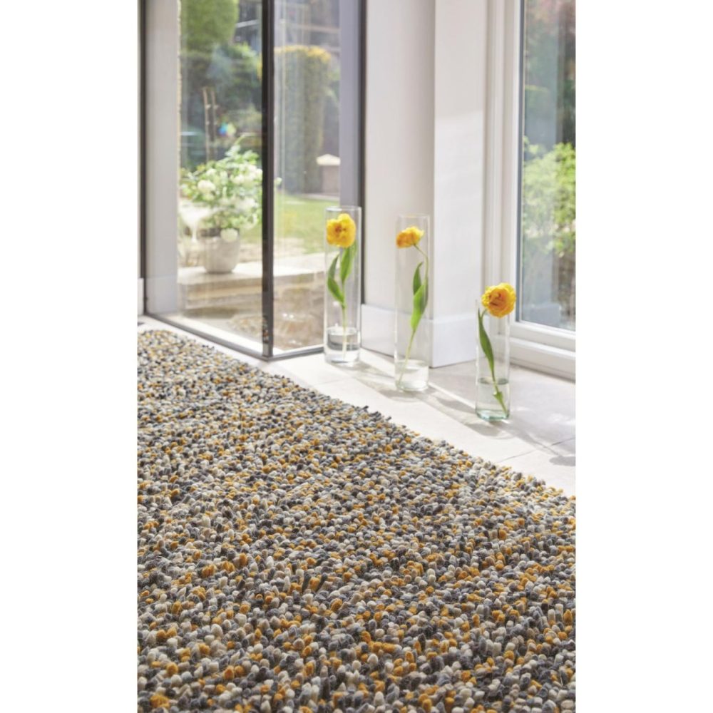 Rocks Shaggy Rug In Ochre – 160X230Cm Dining