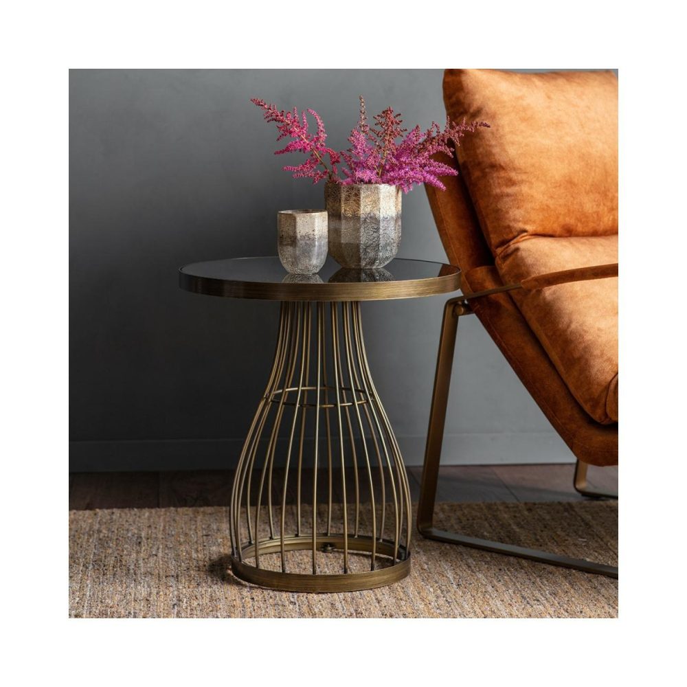 Round Gold Glass Top Side Table – Southgate Living Room