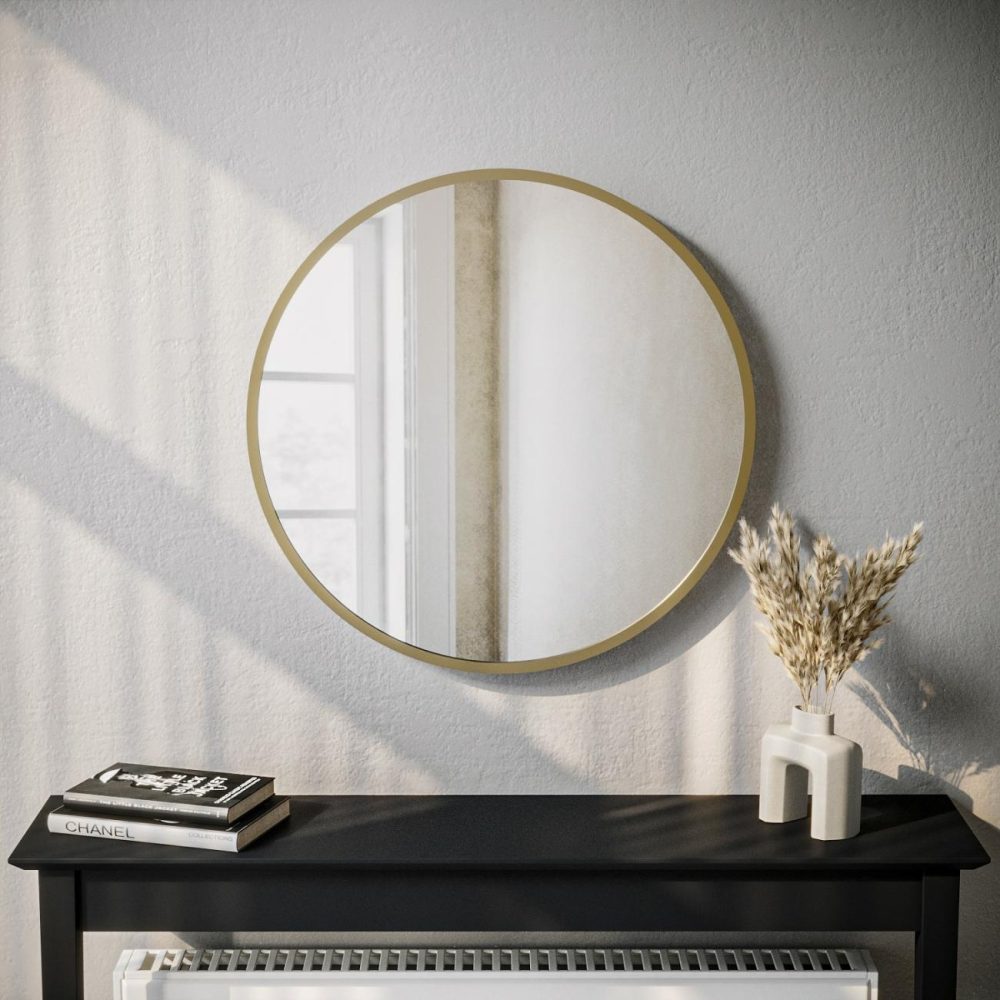 Round Gold Wall Mirror – 60Cm – Alcor Dining