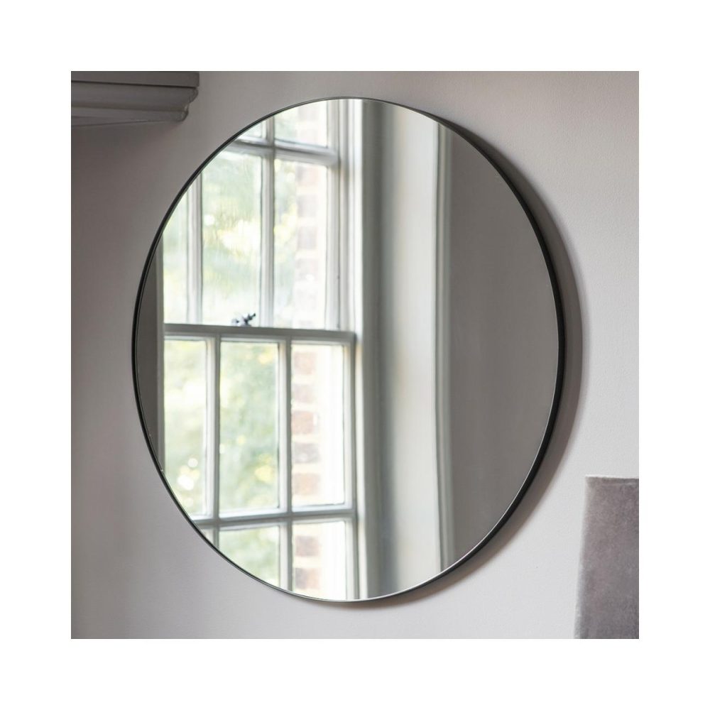 Round Mirror With Black Frame – Caspian House Dining