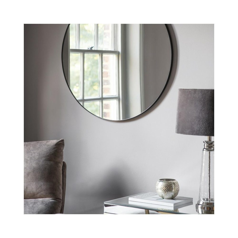 Round Mirror With Black Frame – Caspian House Dining