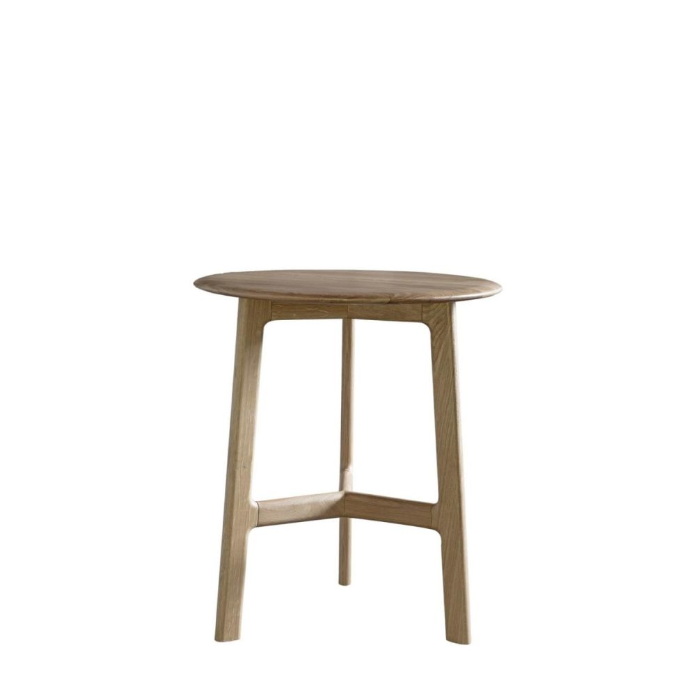 Round Oak Side Table – Madrid Living Room