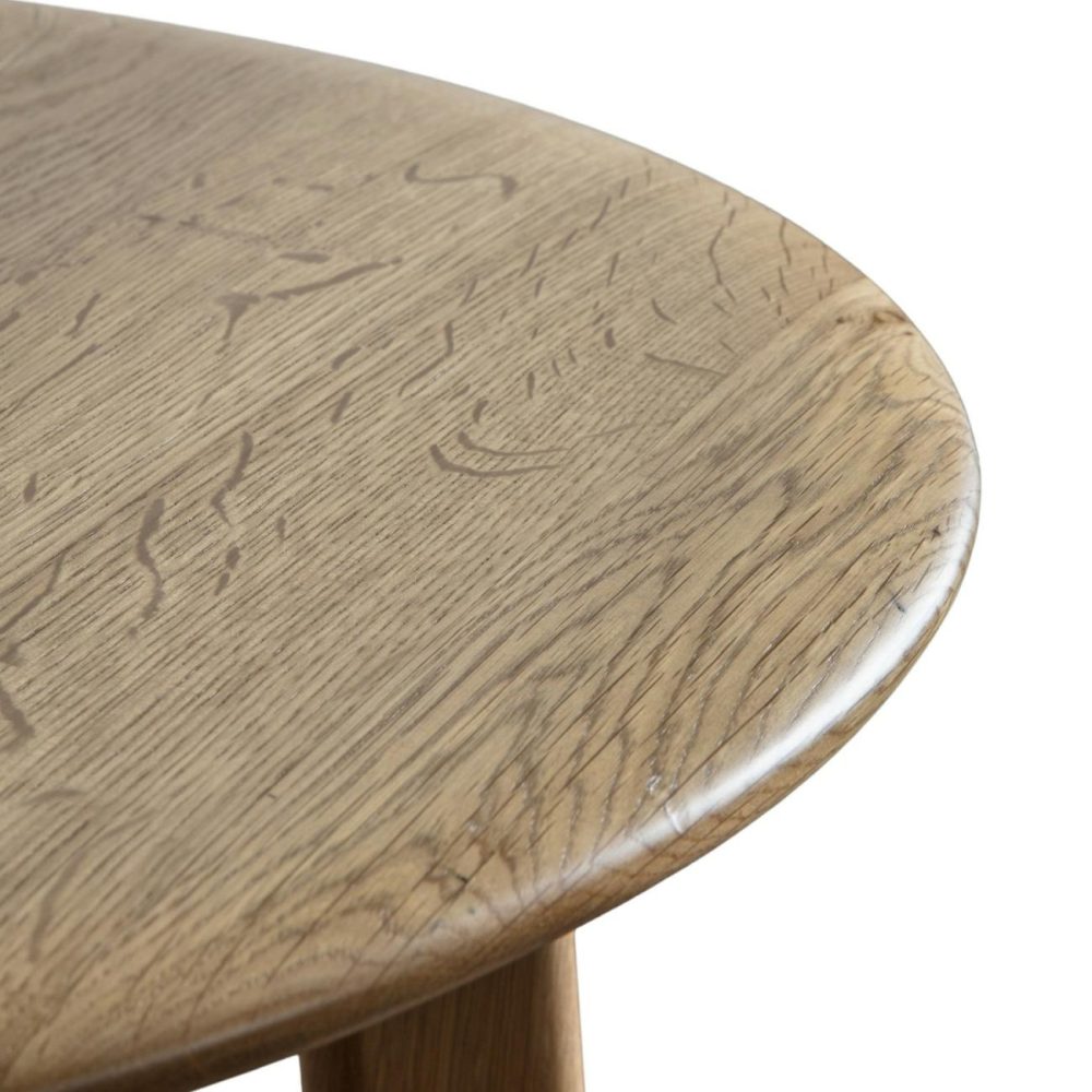 Round Oak Side Table – Madrid Living Room