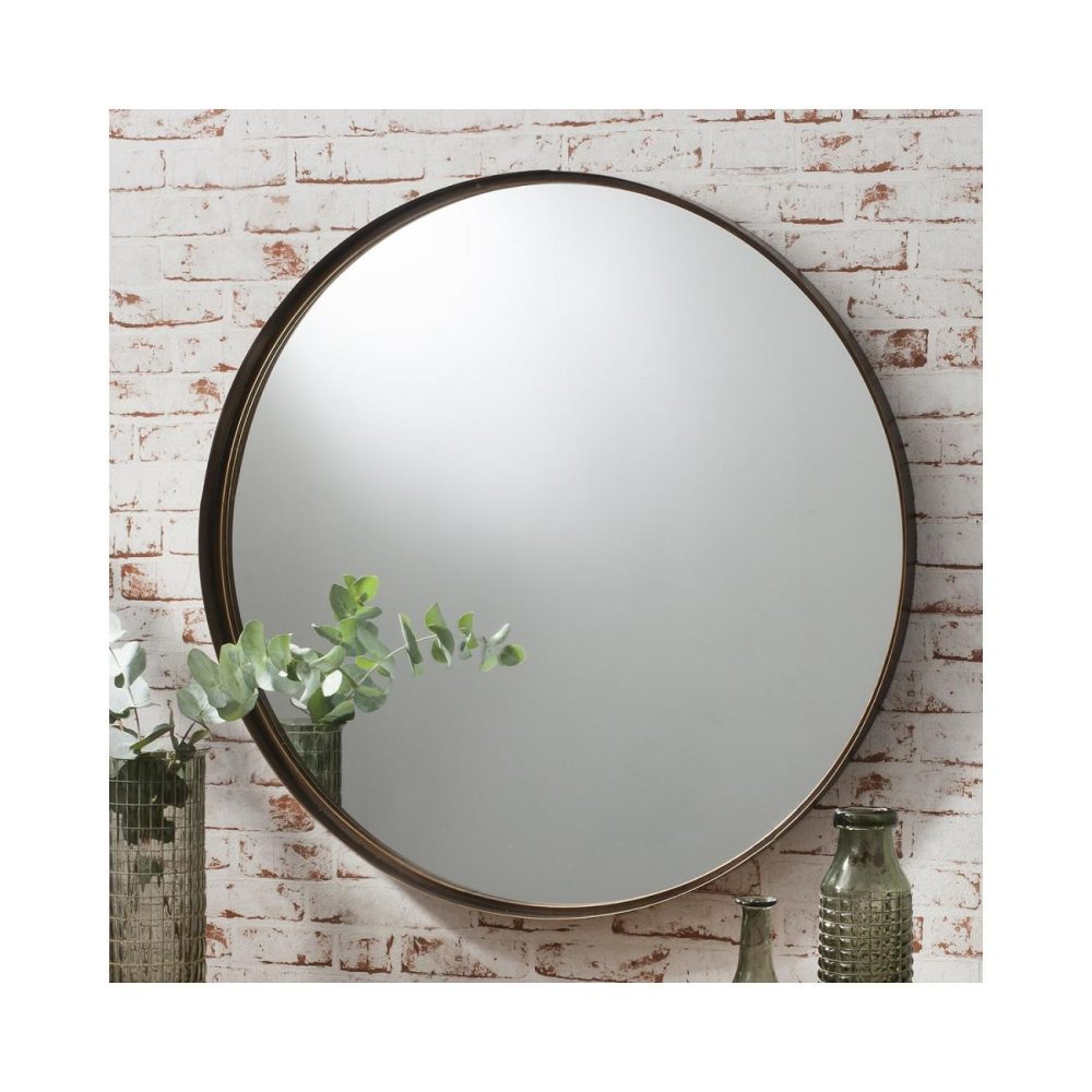 Round Wall Mirror With Bronze Frame – Caspian House Dining