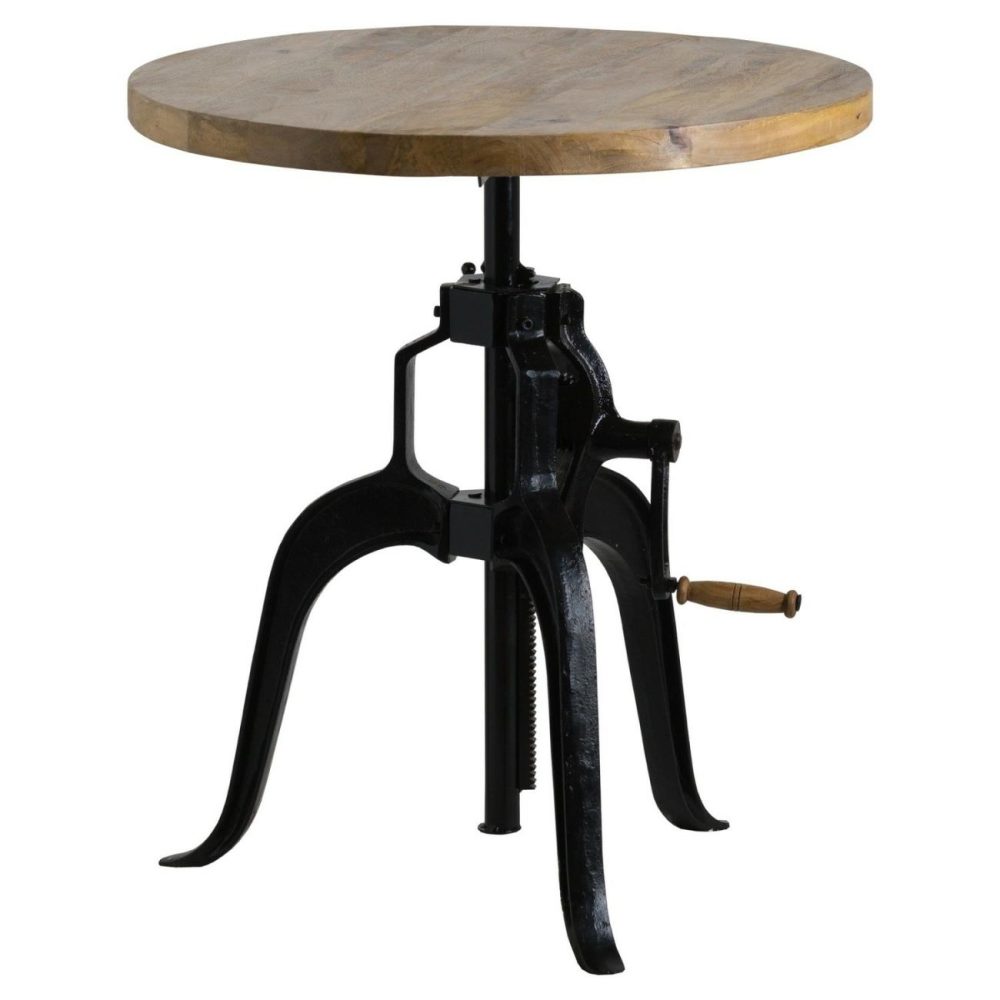 Round Wooden Adjustable Bar Table – Draftsman Bar Tables