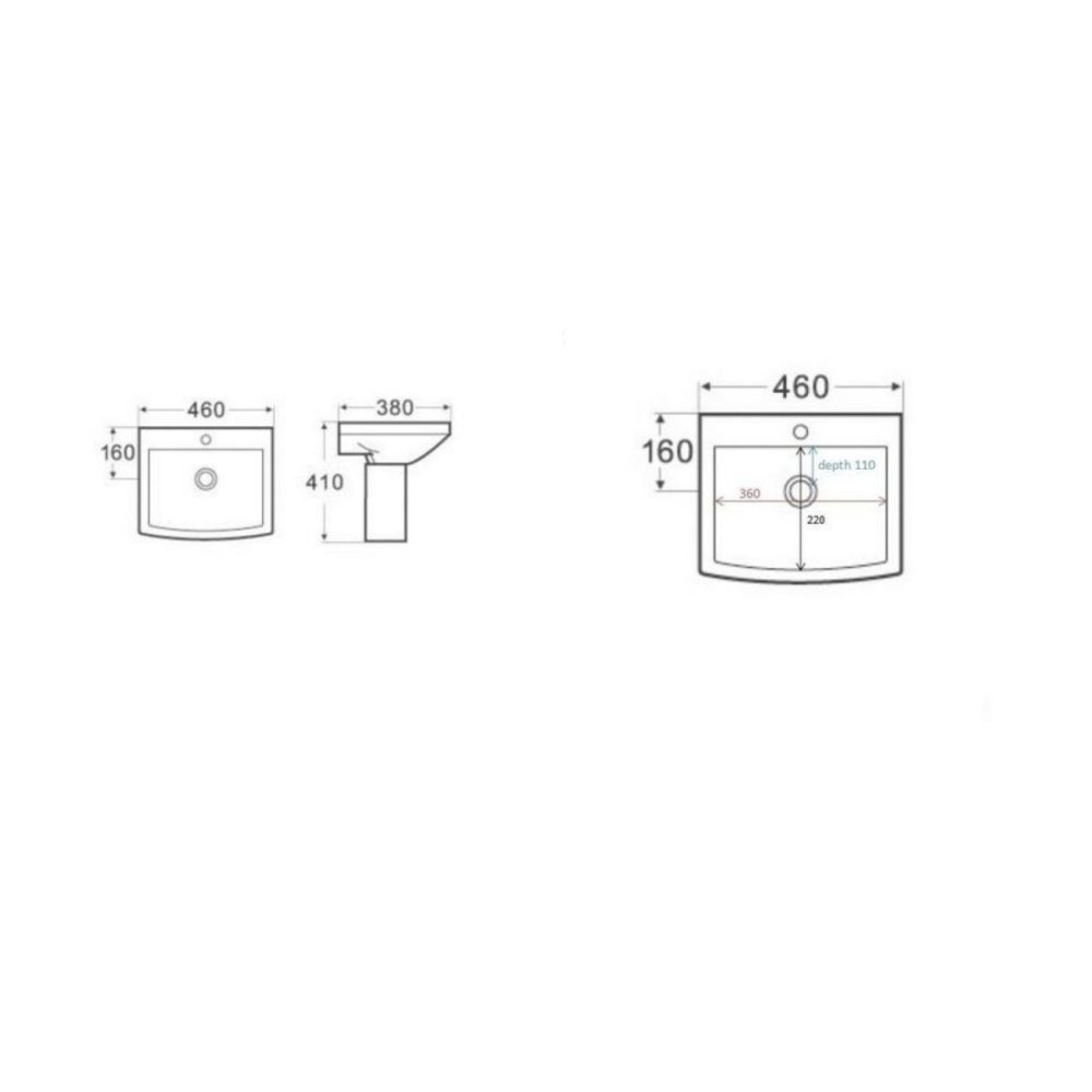 Semi Pedestal And Basin 460Mm – Tabor Basins