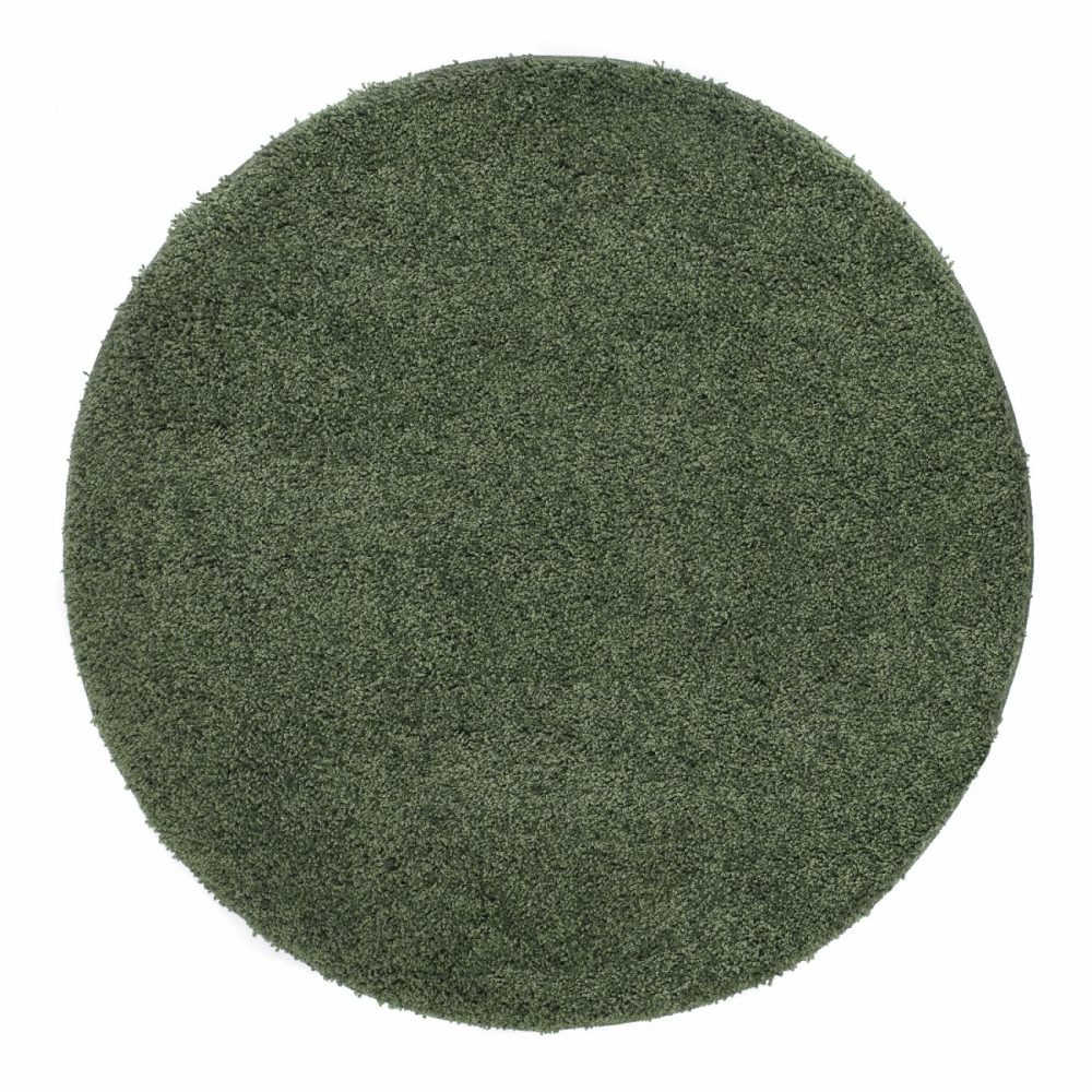 Shaggy Stain Resistant Round Green Rug – 100X100Cm Dining