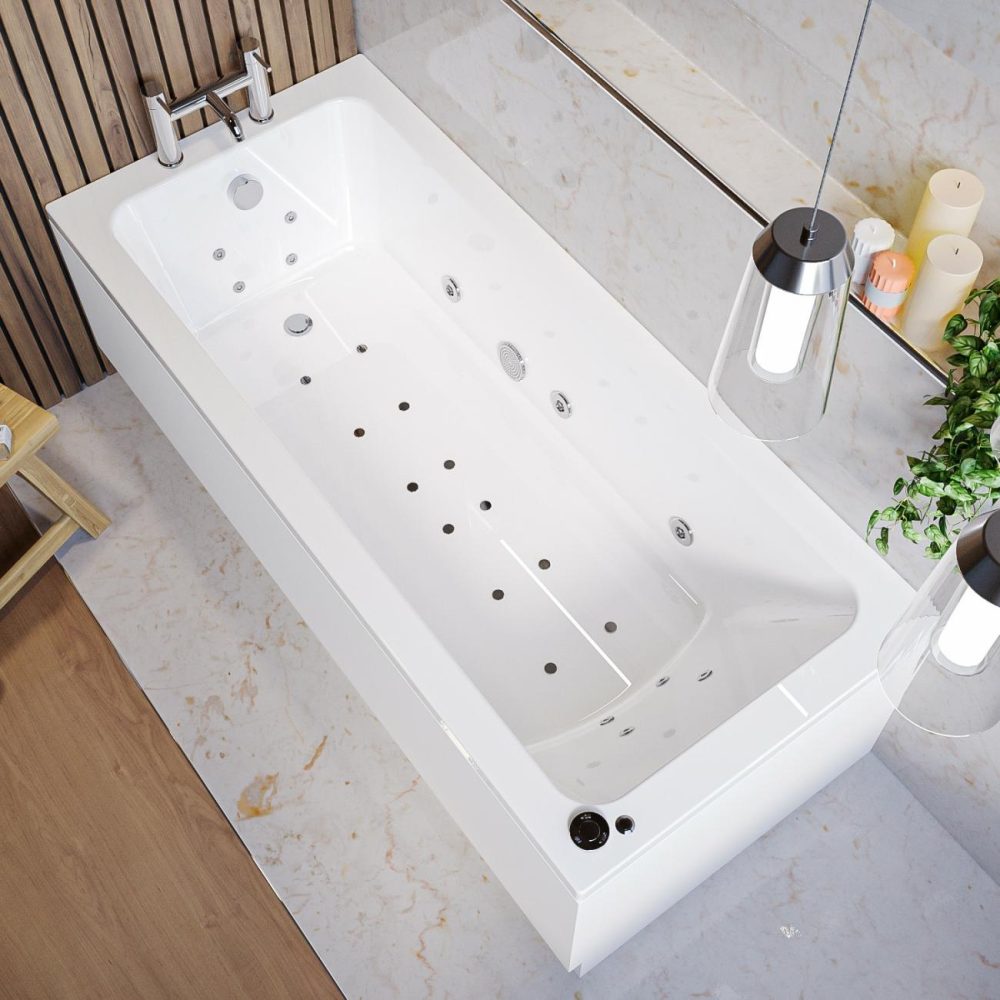 Single Ended Whirlpool Spa Bath With 14 Whirlpool & 12 Airspa Jets 1700 X 750Mm – Rutland Bathroom