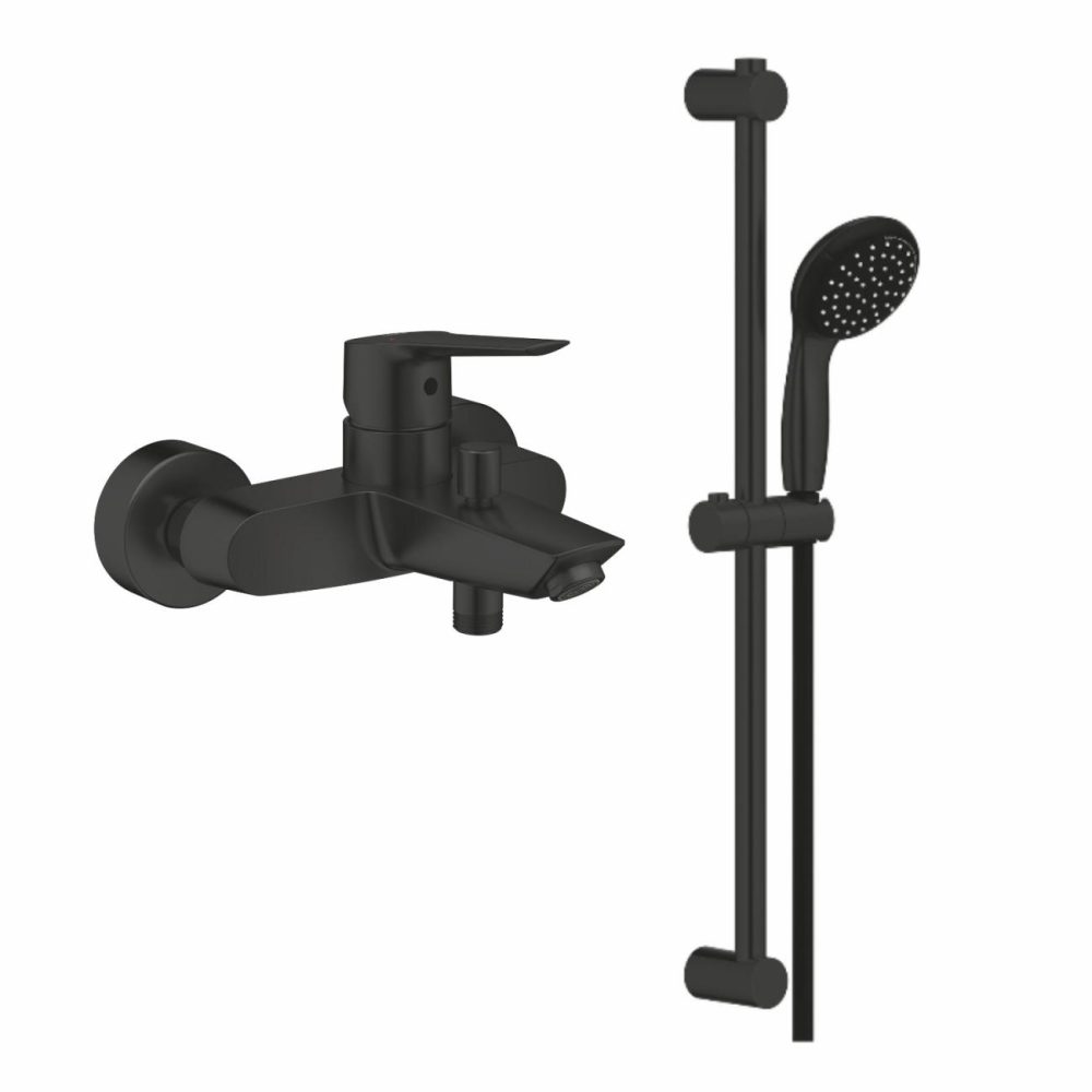 Slide Rail Kit With Single Lever Tap – Matt Black Bath Taps