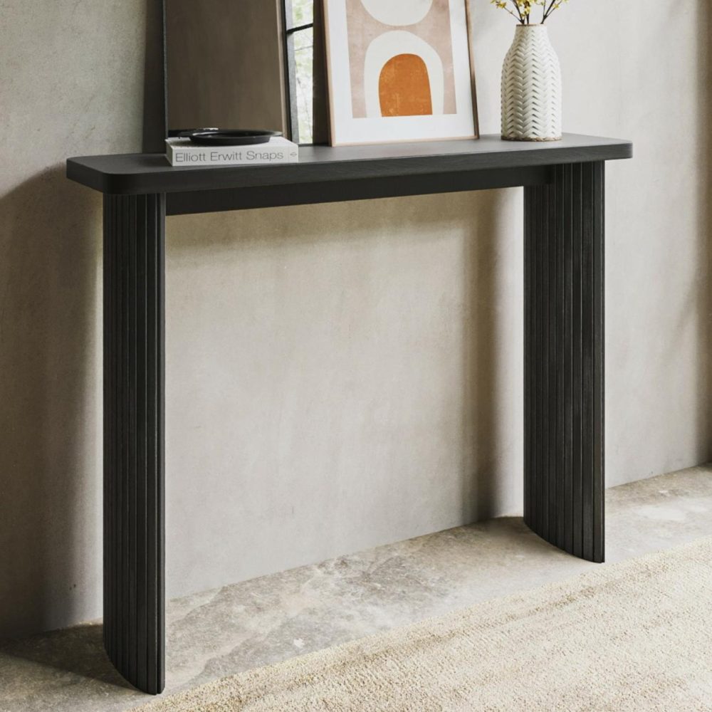 Slim & Narrow Black Oak Console Table – Jarel Console Tables