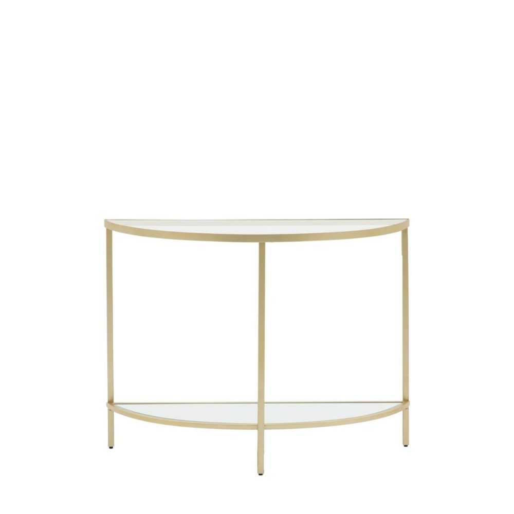 Small Glass Gold Console Table With Shelf – Hudson Console Tables