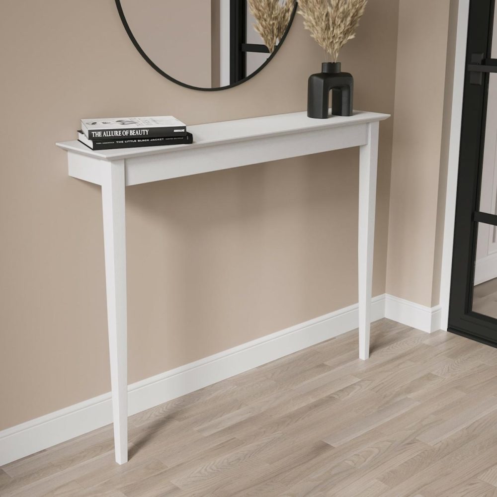 Small & Narrow White Wall Mounted Console Table – 115Cm – Ava Console Tables