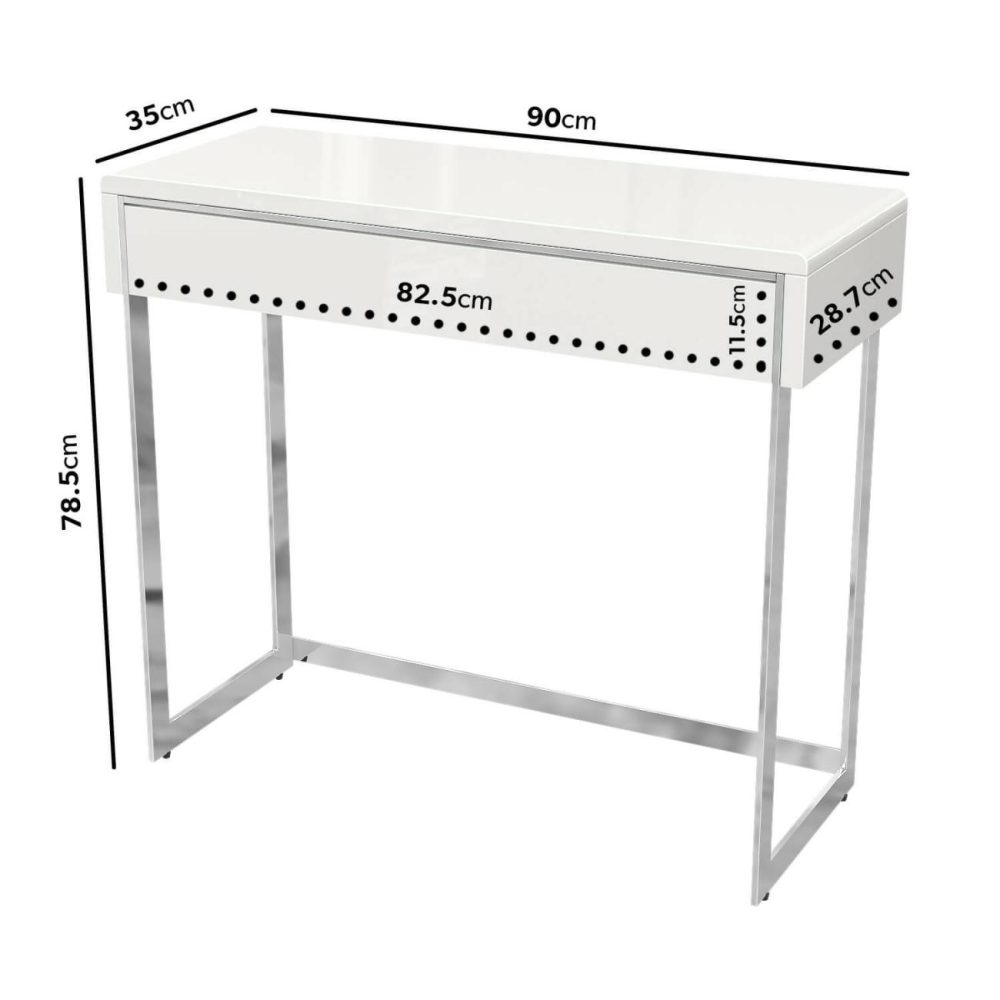 Small White High Gloss Console Table With Drawer – Tiffany Console Tables