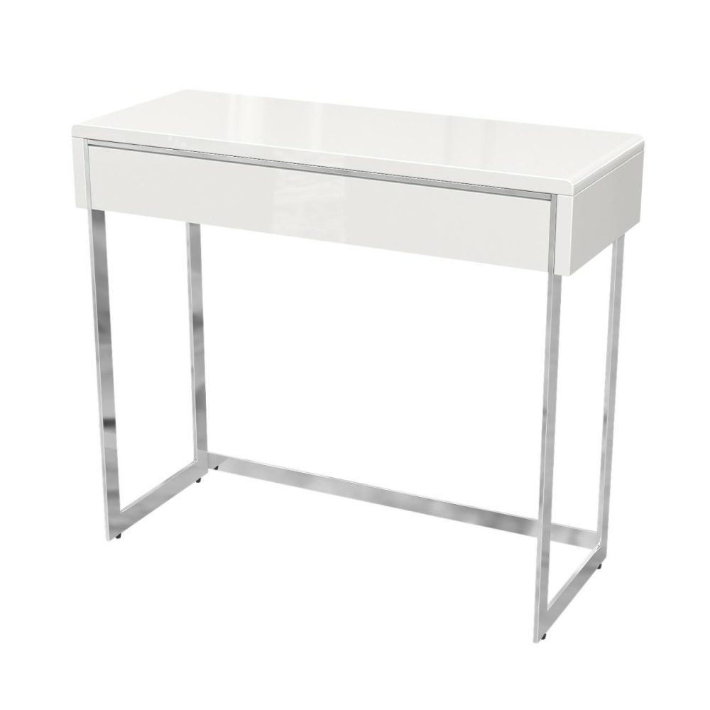 Small White High Gloss Console Table With Drawer – Tiffany Console Tables