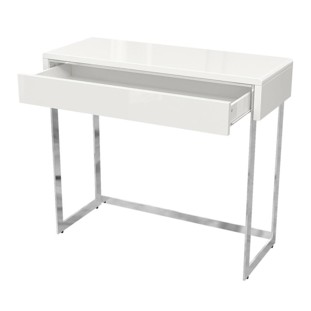 Small White High Gloss Console Table With Drawer – Tiffany Console Tables