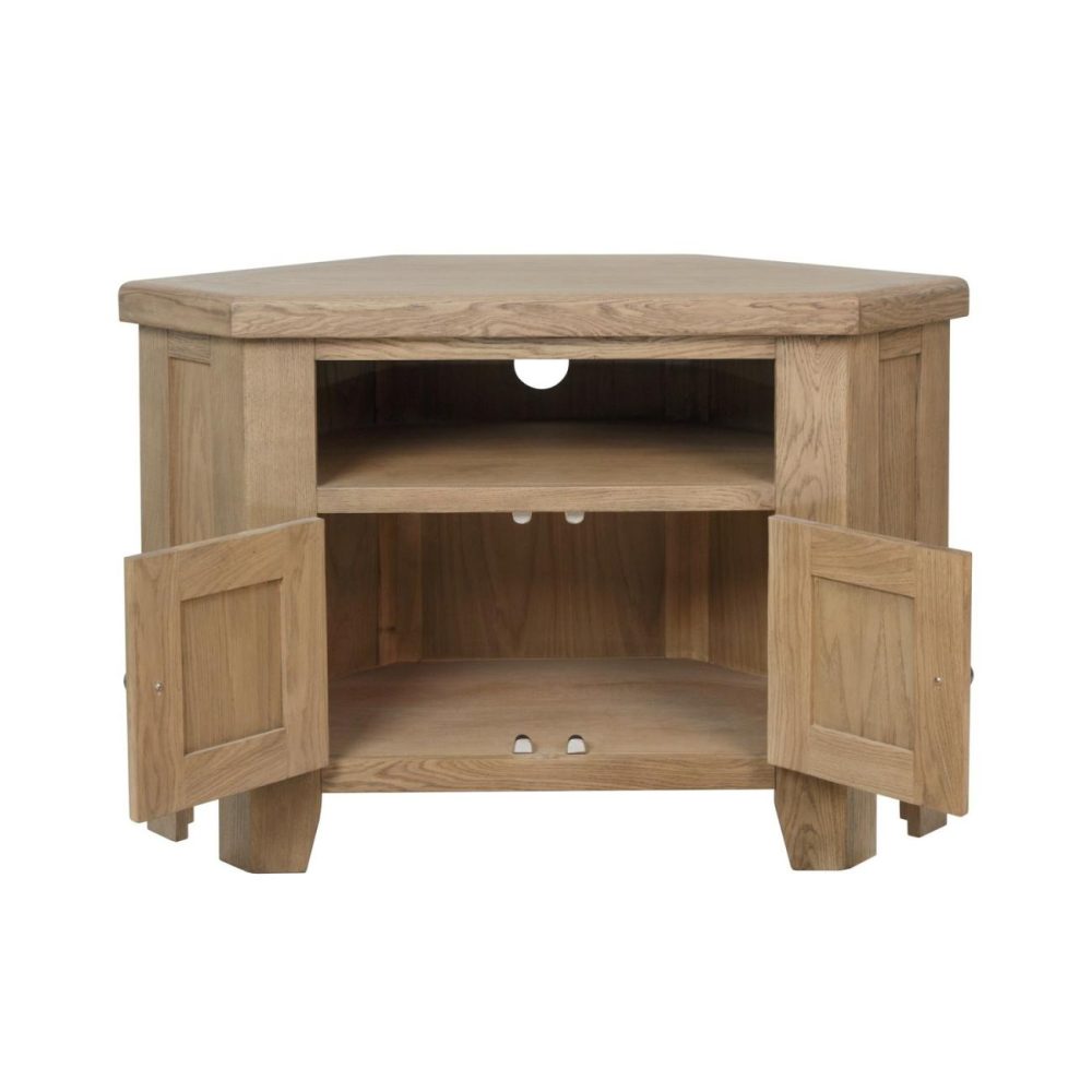 Solid Oak Corner Tv Stand With Storage – Pegasus Furniture