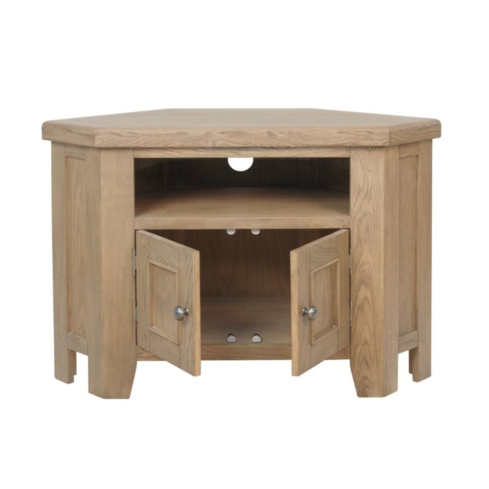 Solid Oak Corner Tv Stand With Storage – Pegasus Furniture