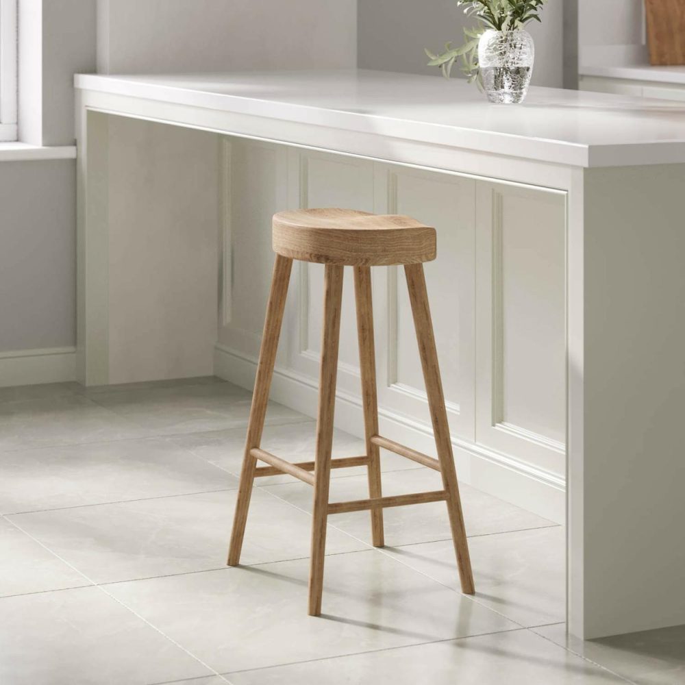 Solid Weathered Oak Kitchen Stool – 70Cm – Rayne Bar & Kitchen Stools