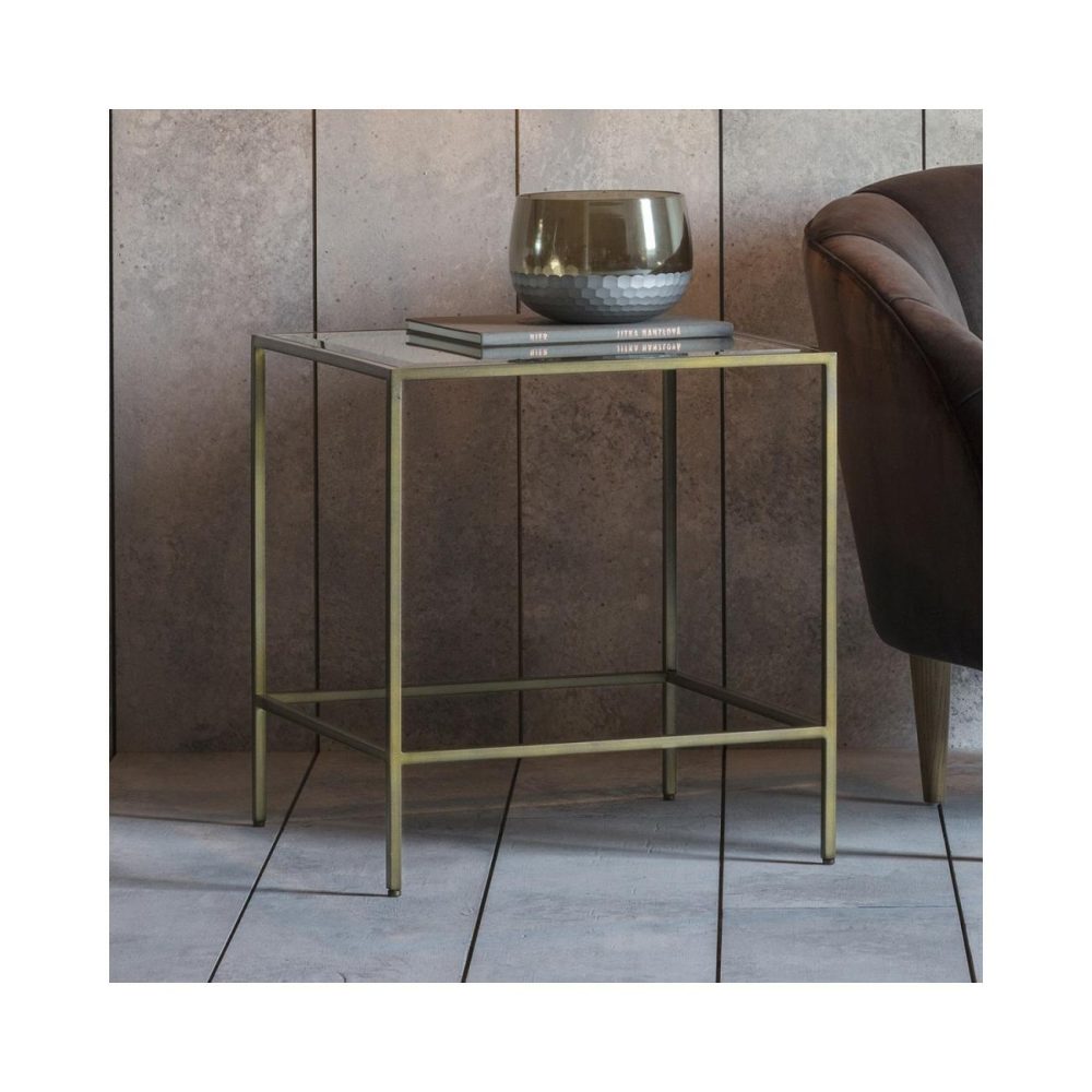 Square Bronze Glass Top Side Table – Raya Living Room