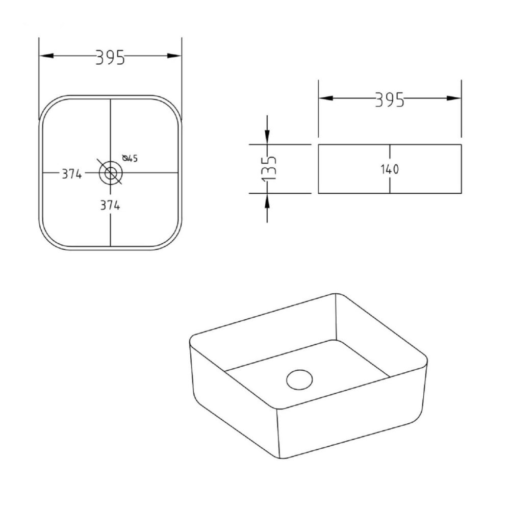 Square Countertop Basin 385Mm – Dover Basins