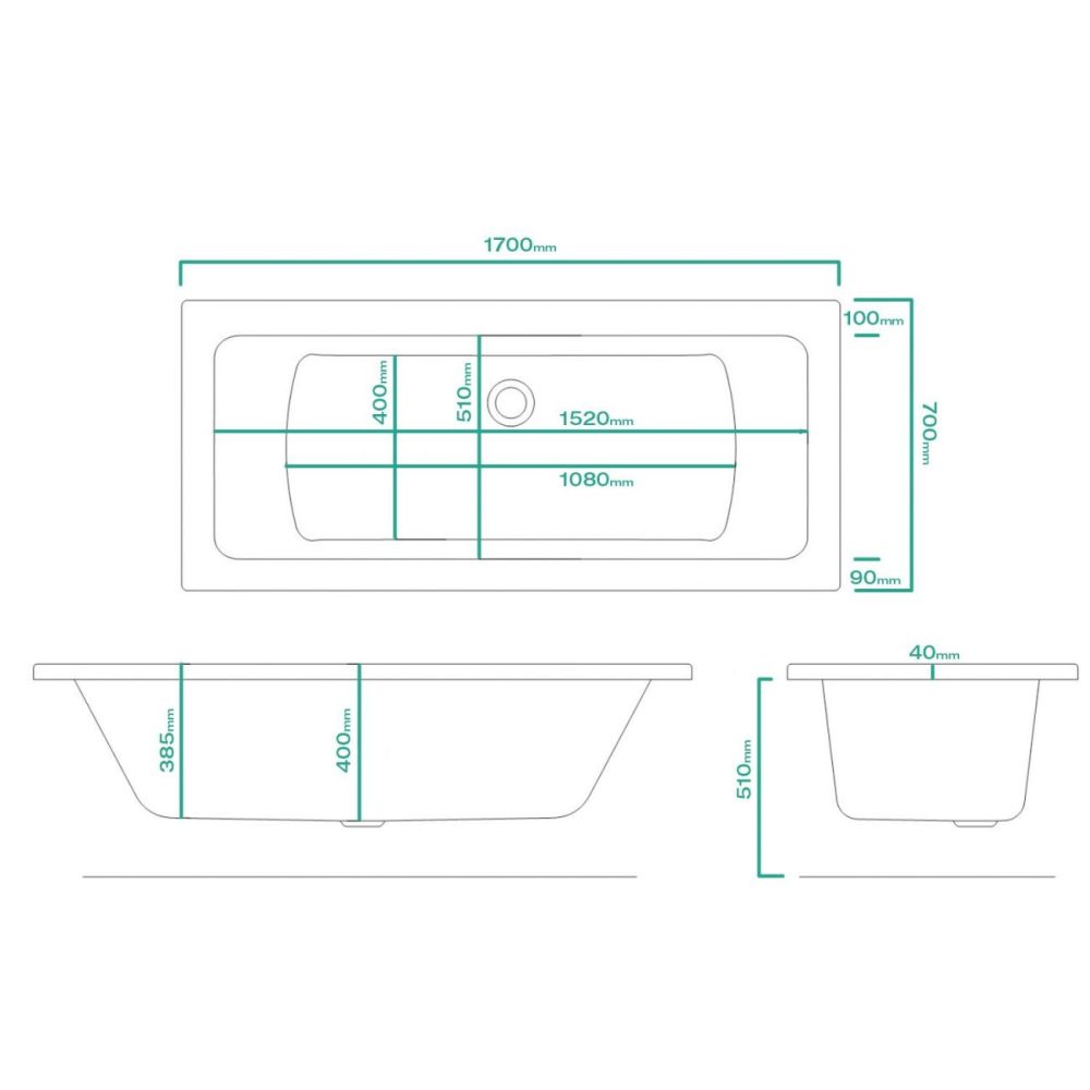 Square Double Ended Bath – 1700 X 700Mm Bathroom