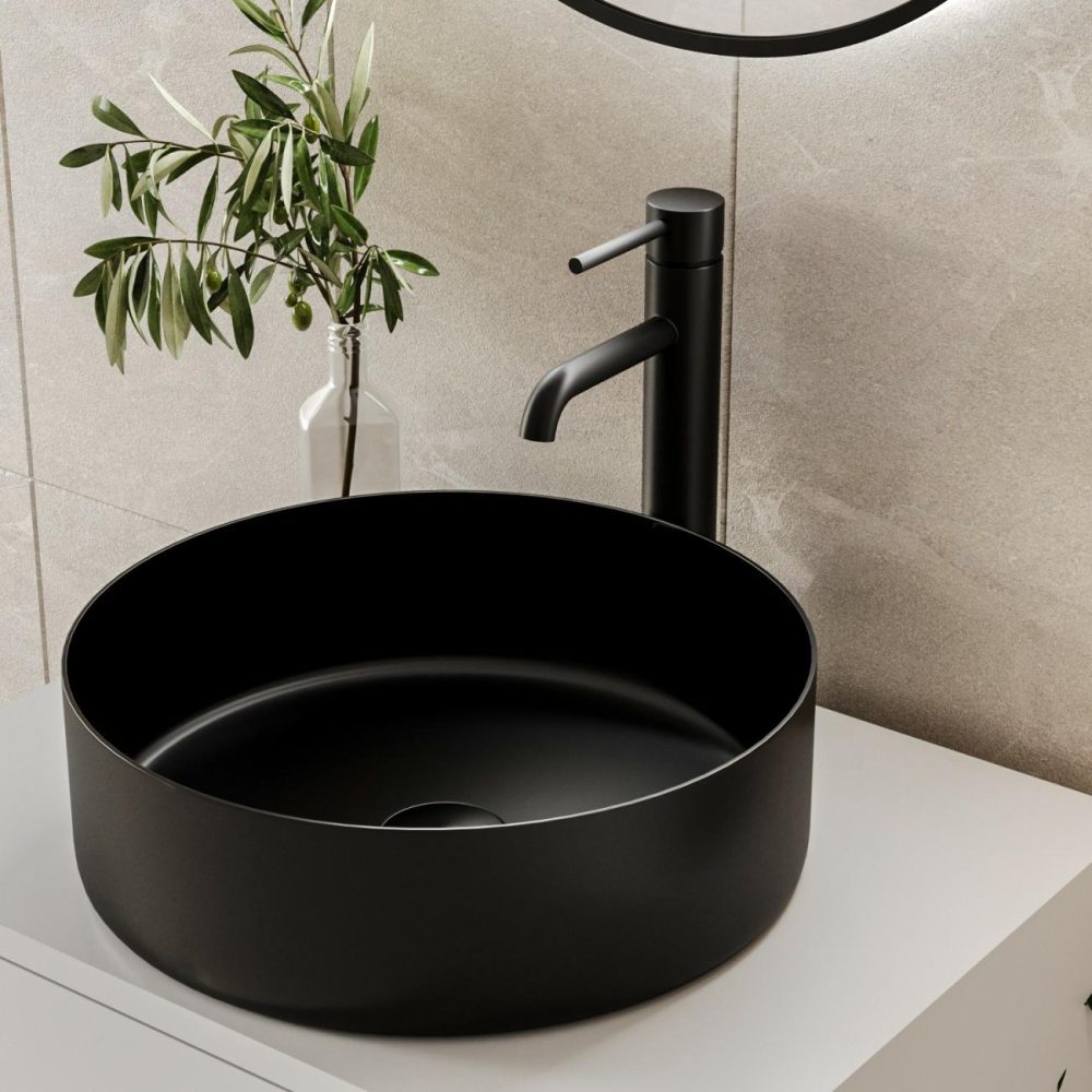 Stainless Steel Black Round Countertop Basin 400Mm – Zorah Basins