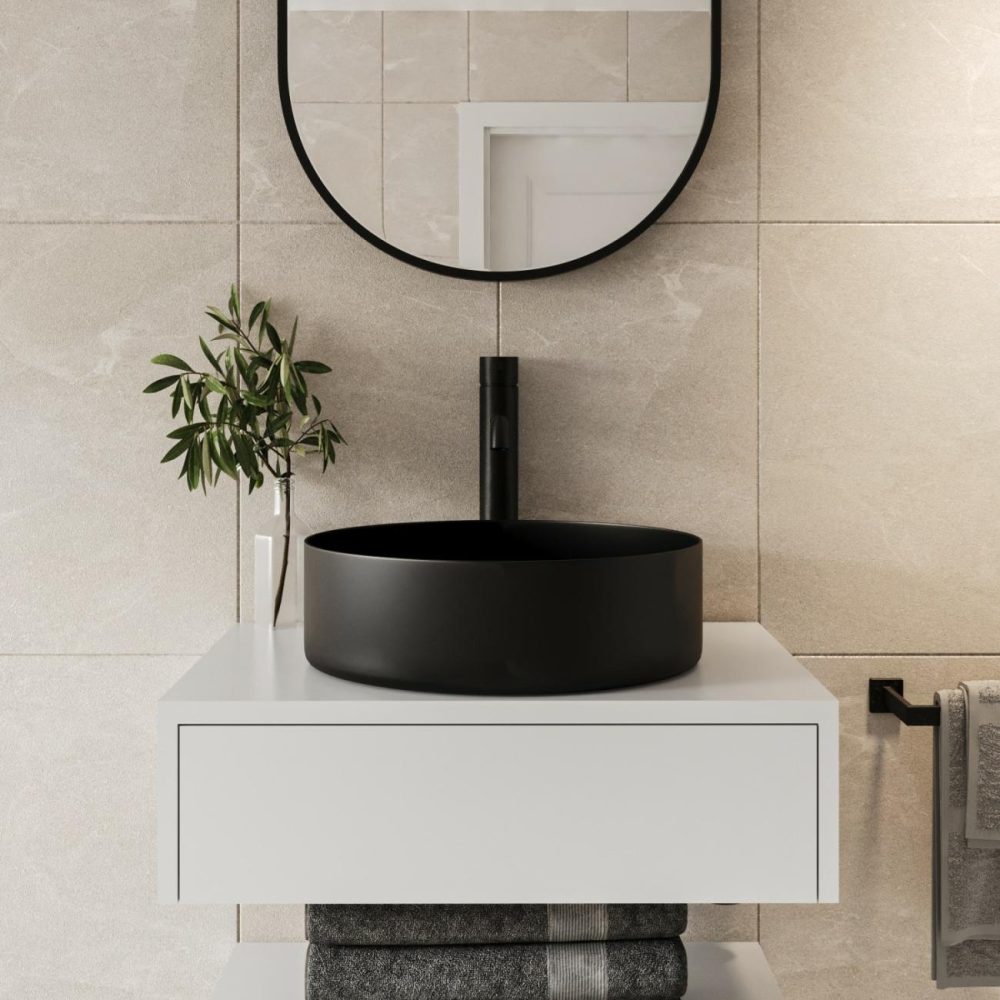 Stainless Steel Black Round Countertop Basin 400Mm – Zorah Basins