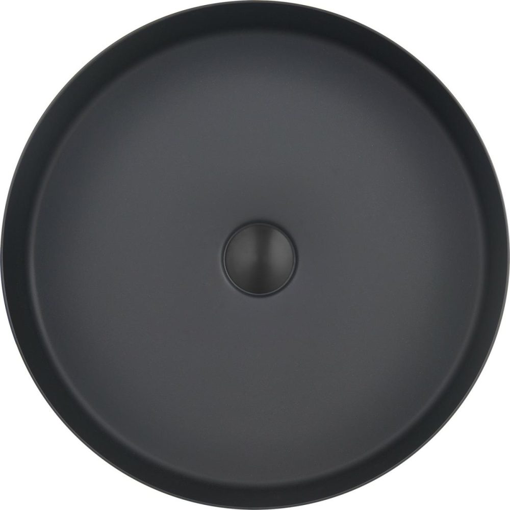 Stainless Steel Black Round Countertop Basin 400Mm – Zorah Basins