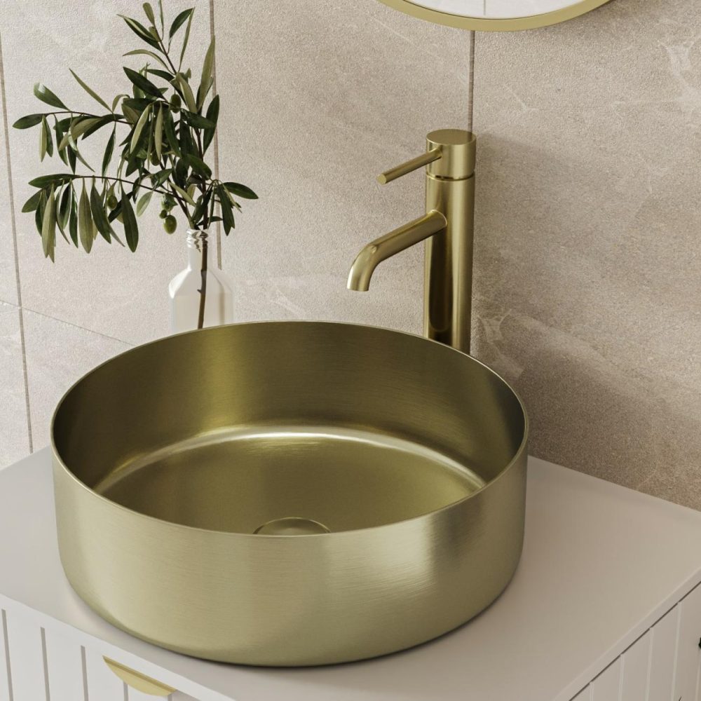 Stainless Steel Brass Round Countertop Basin 400Mm – Zorah Basins