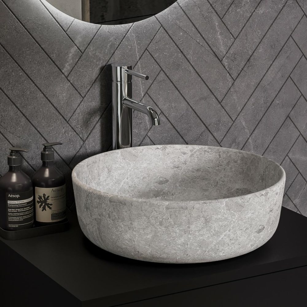 Stone Effect Round Countertop Basin 415Mm – Torres Basins