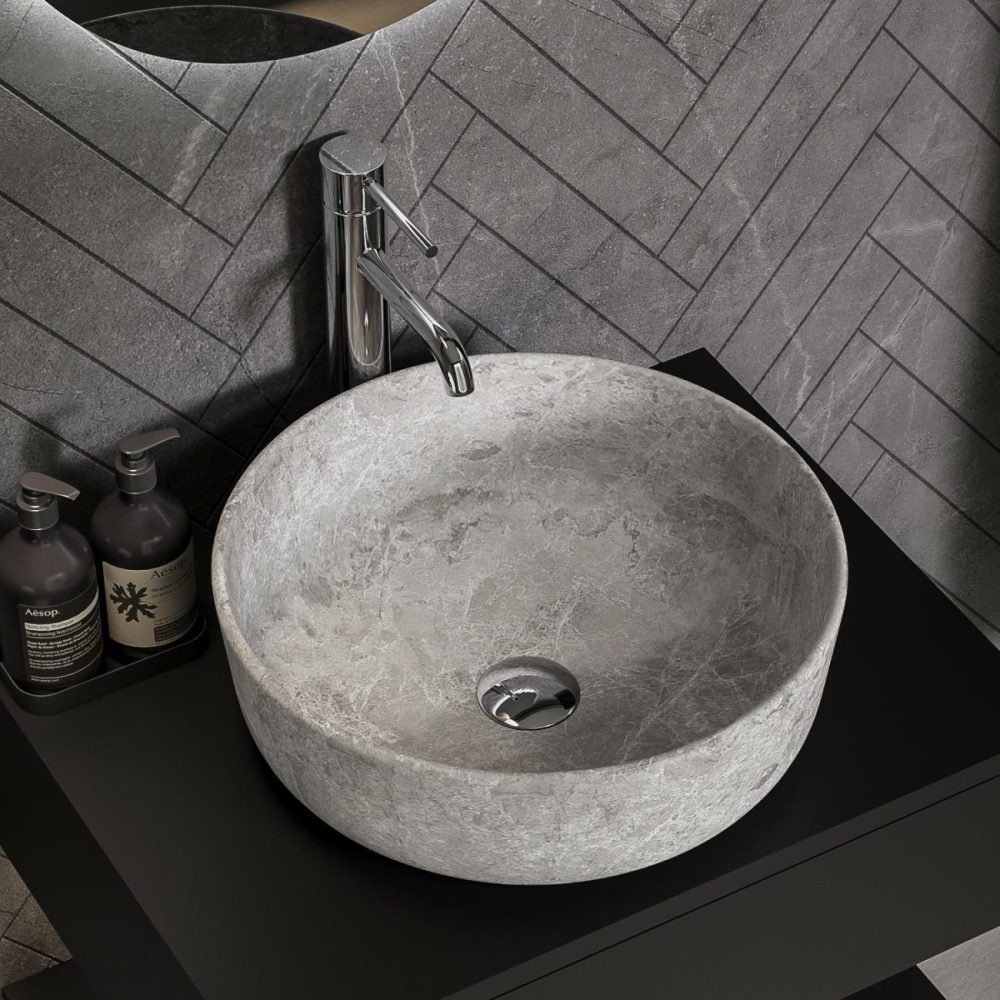 Stone Effect Round Countertop Basin 415Mm – Torres Basins