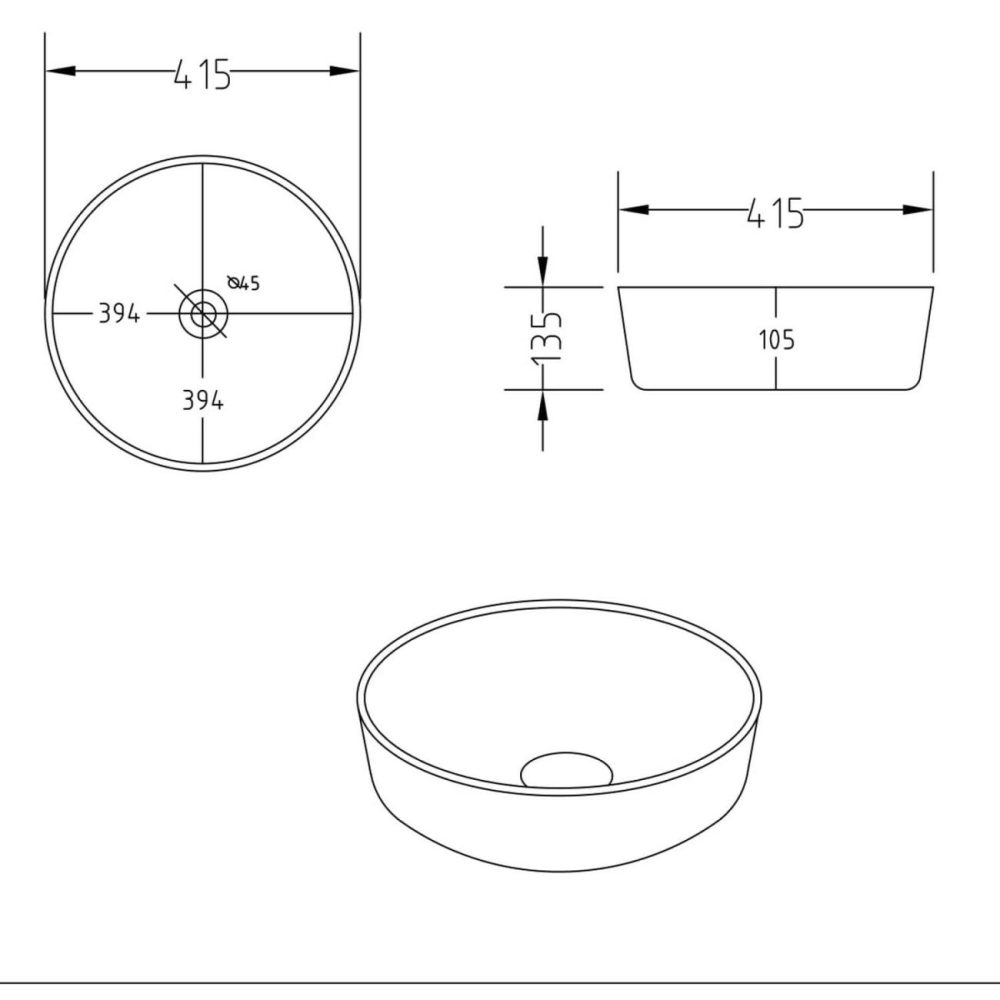 Stone Effect Round Countertop Basin 415Mm – Torres Basins