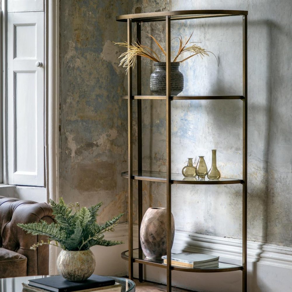 Tall Glass Bronze Open Bookcase – Hudson Bookcases