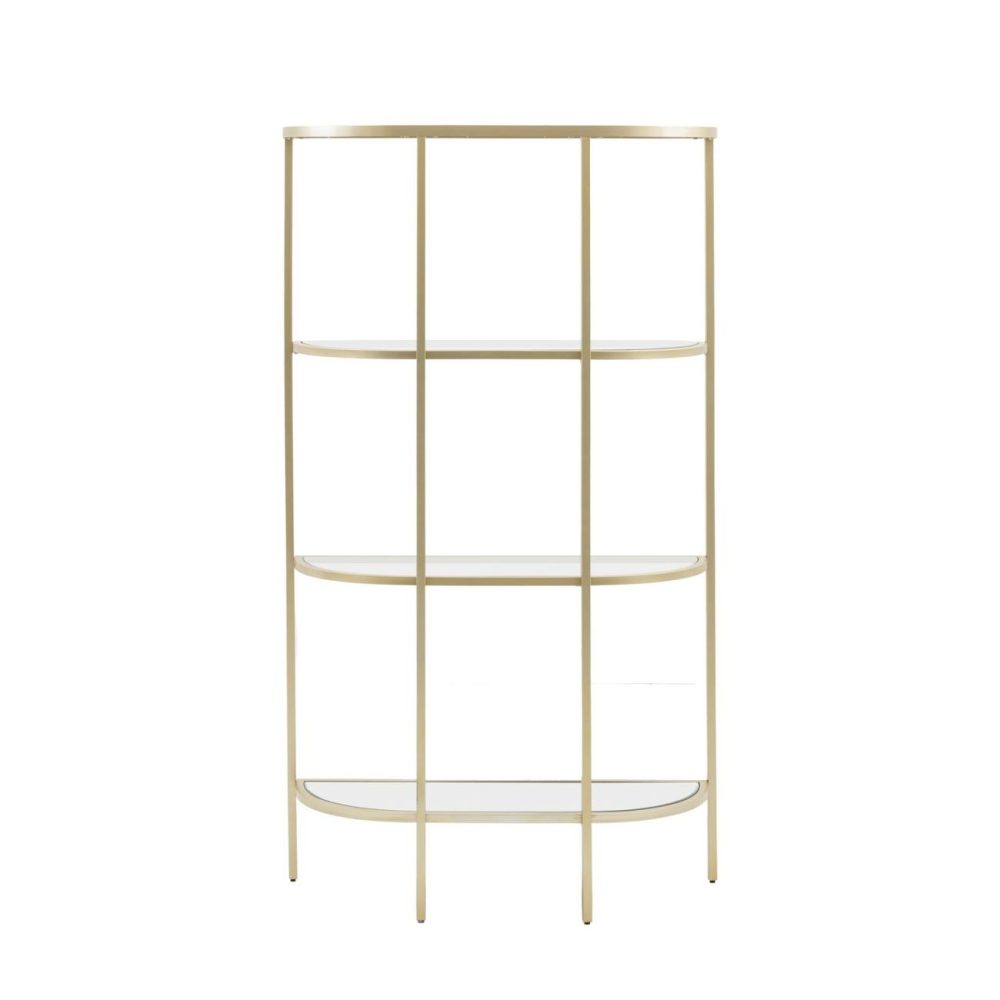 Tall Glass Gold Open Bookcase – Hudson Bookcases