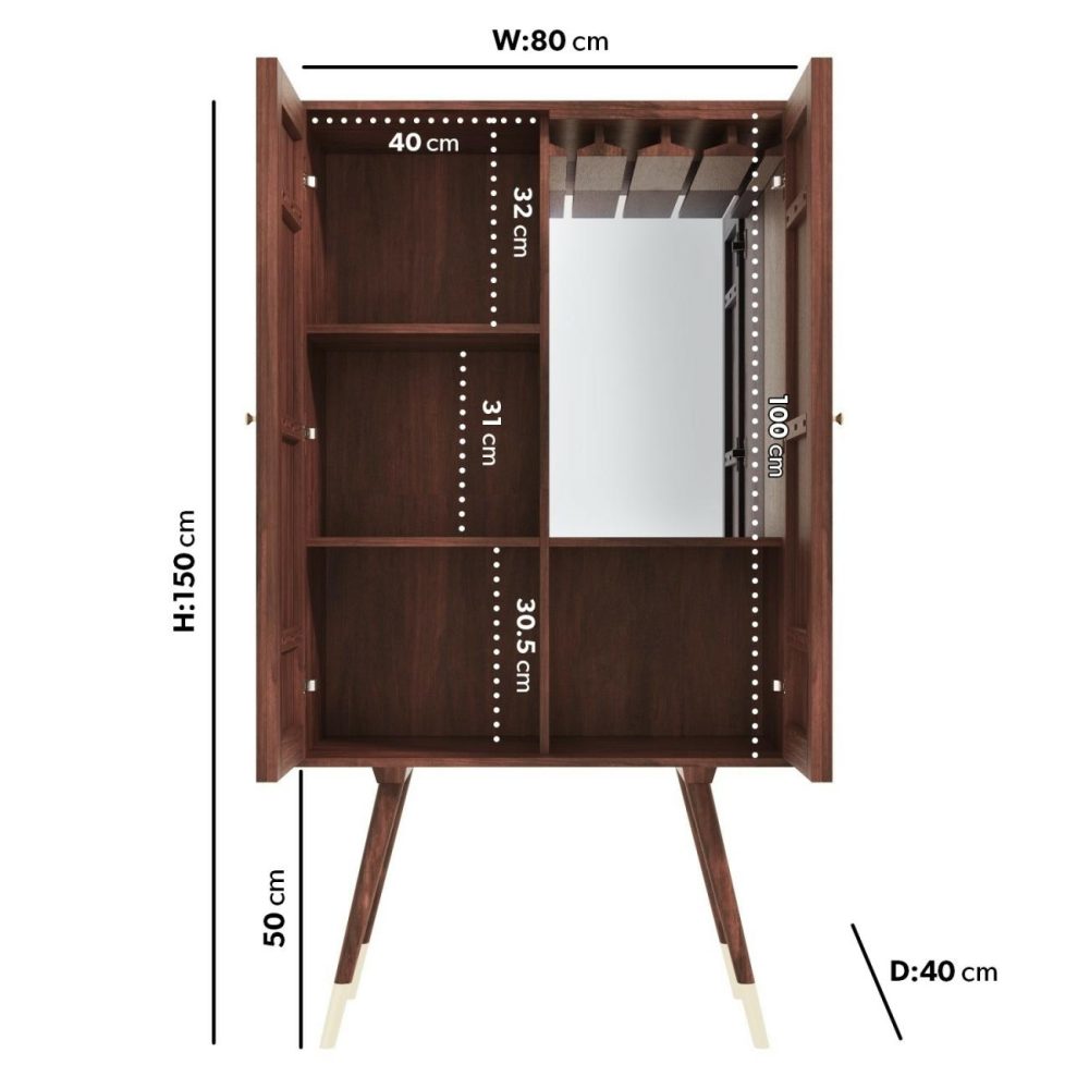 Tall Solid Mango Wood Drinks Cabinet With Wine Rack – Dejan Drinks Cabinets