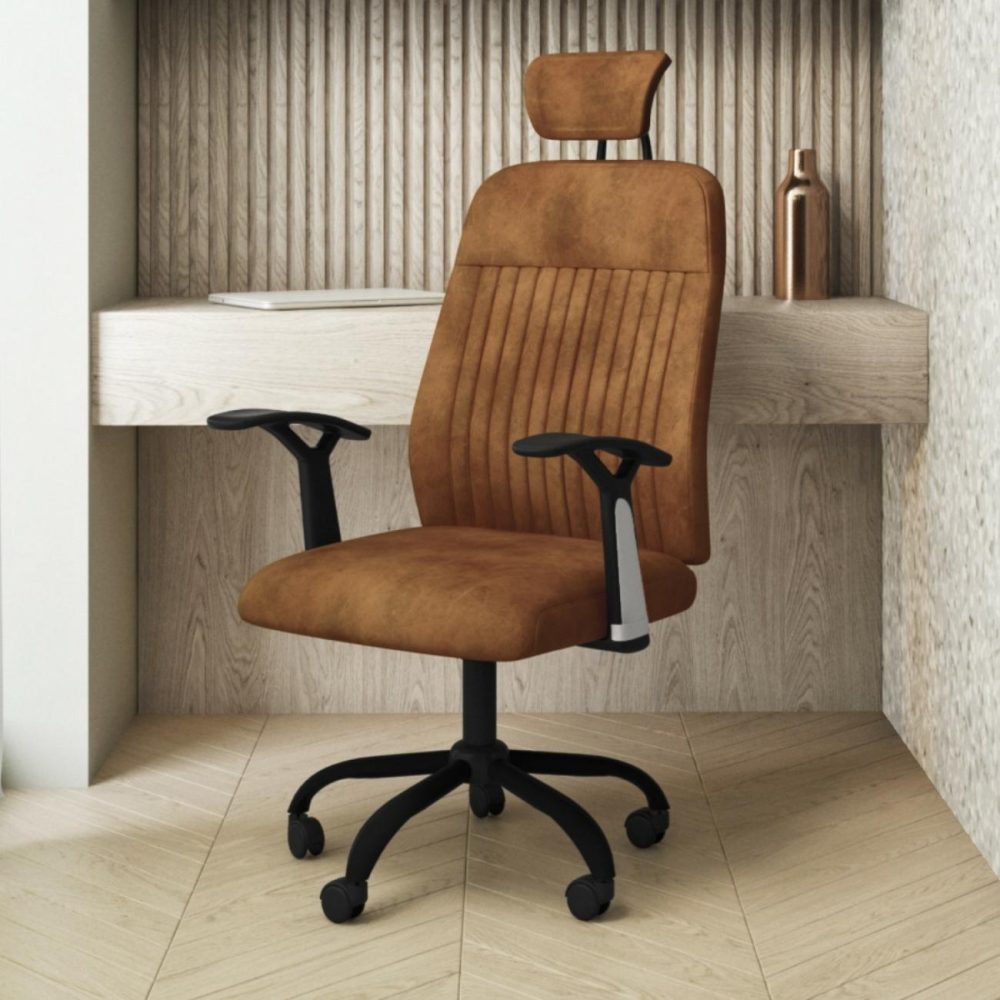 Tan Faux Leather Executive High Back Office Chair – Harlan Leather Chairs