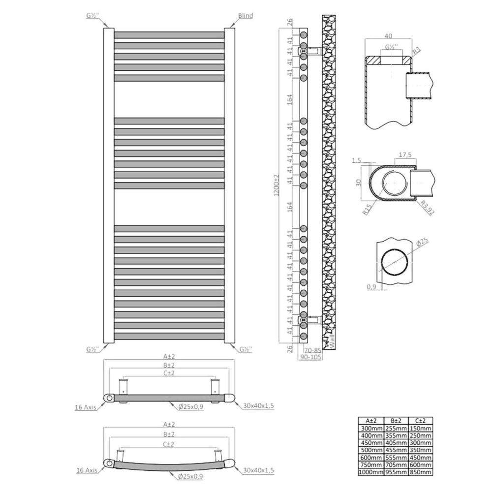 Towelrads Pisa Anthracite Towel Radiator 1200 X 400Mm Heating