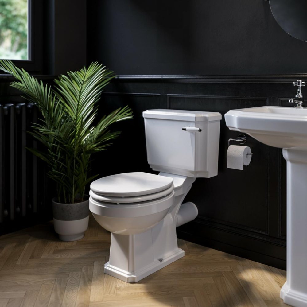 Traditional Close Coupled Toilet With Wooden Soft Close Seat – Park Royal Bathroom