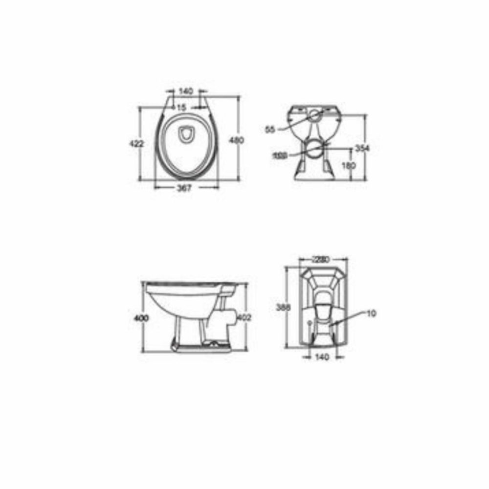 Traditional High Level Toilet With Wooden Soft Close Seat Bathroom