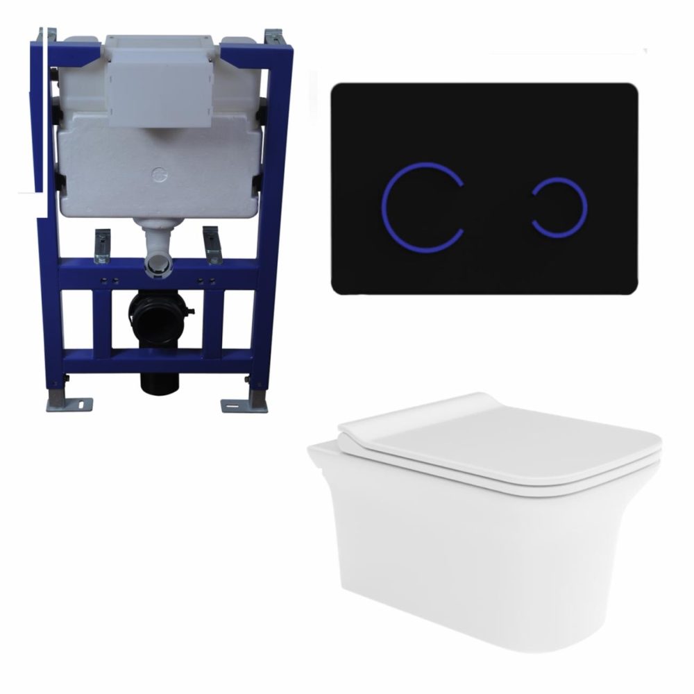 Wall Hung Rimless Toilet With Slim Soft Close Seat – Santiago Bathroom