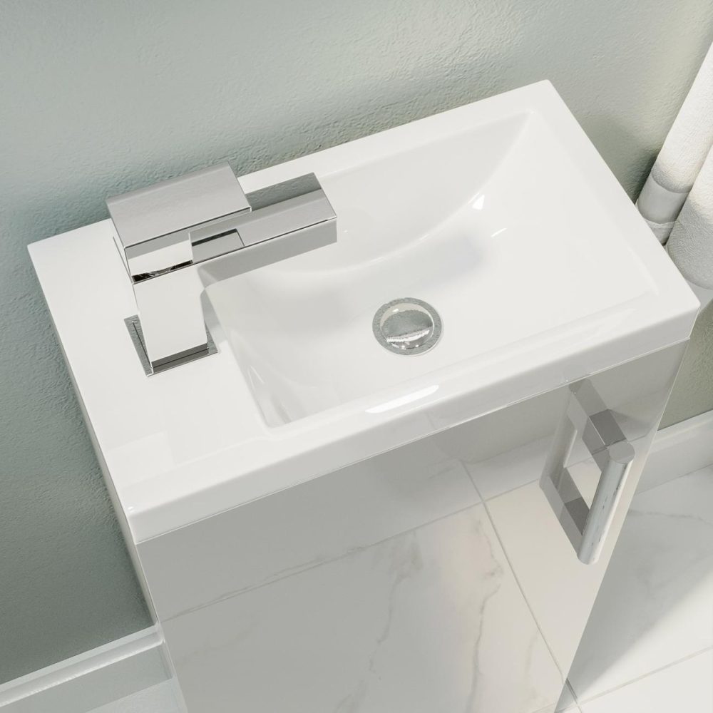 Wall Hung Toilet And Grey Gloss Basin Vanity Unit Cloakroom Suite – Ashford Bathroom