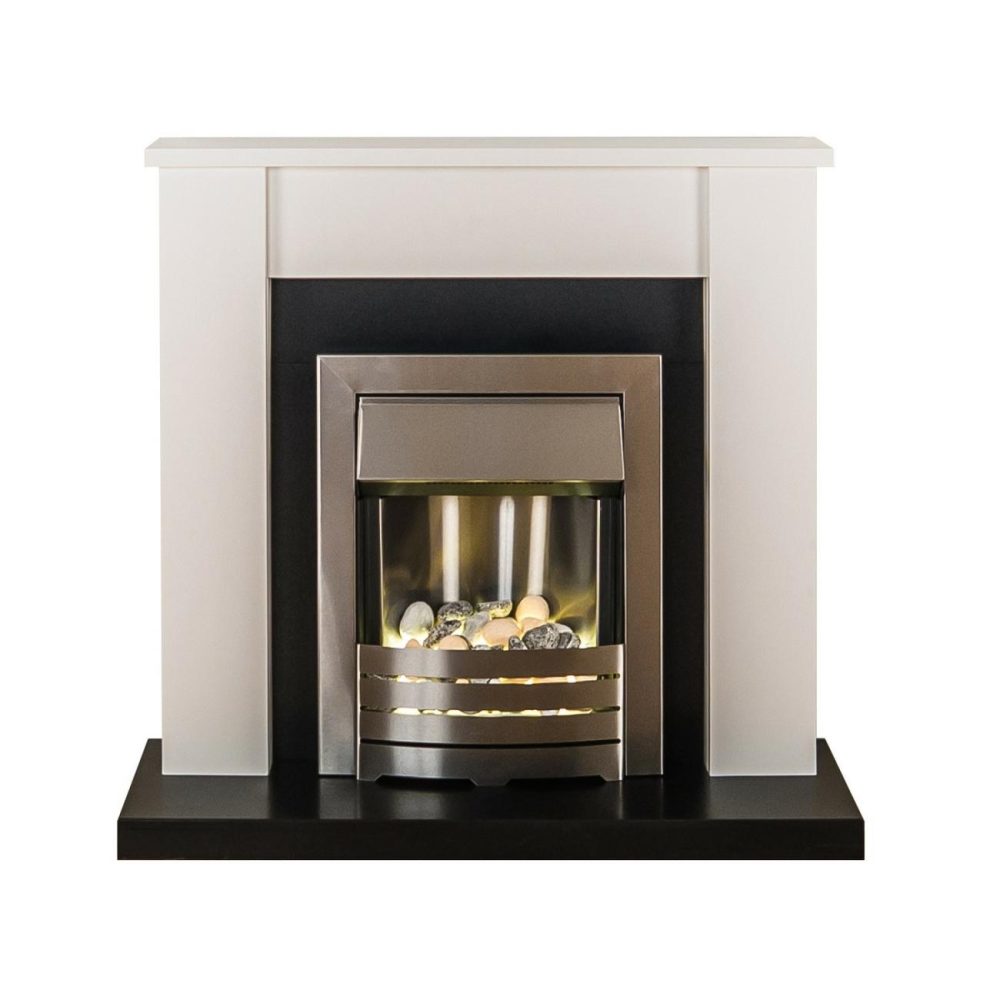 White And Chrome Freestanding Electric Fireplace Suite – Solus Fireplace Suites