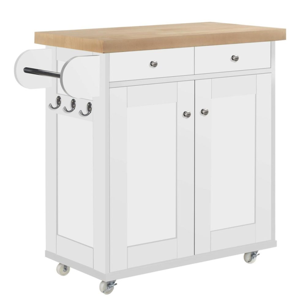 White Freestanding Kitchen Island On Wheels – Portland Dining