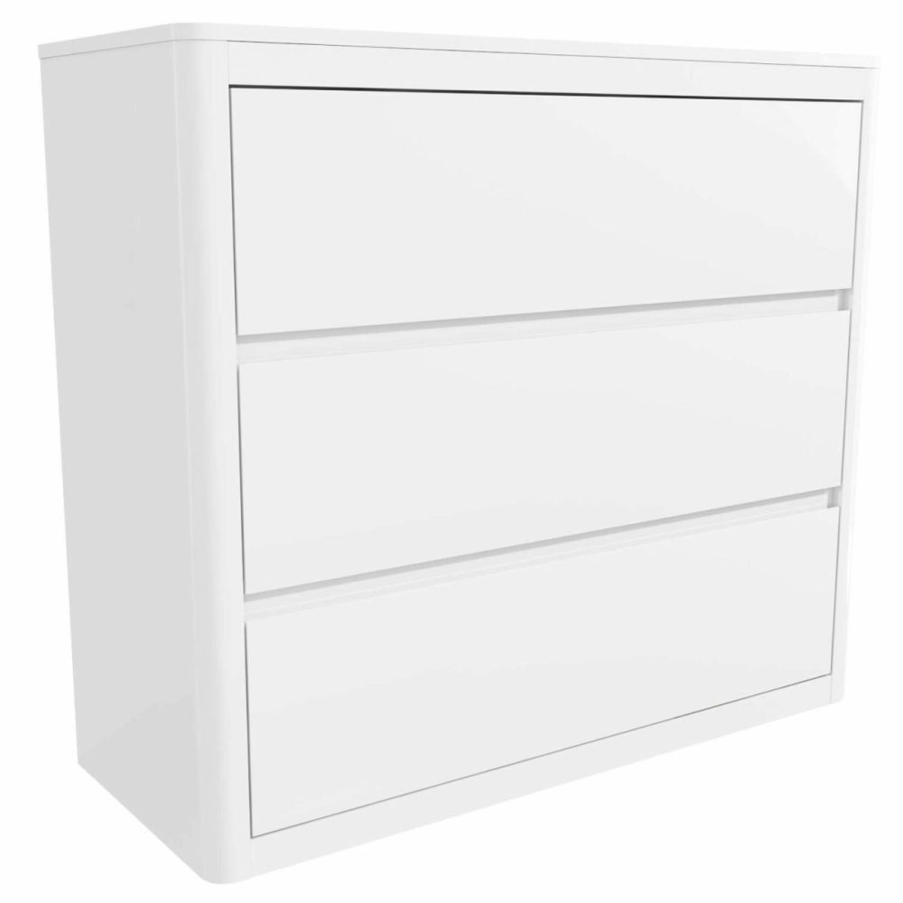 White High Gloss Chest Of 3 Drawers With Curved Edges – Lexi Chest Of Drawers