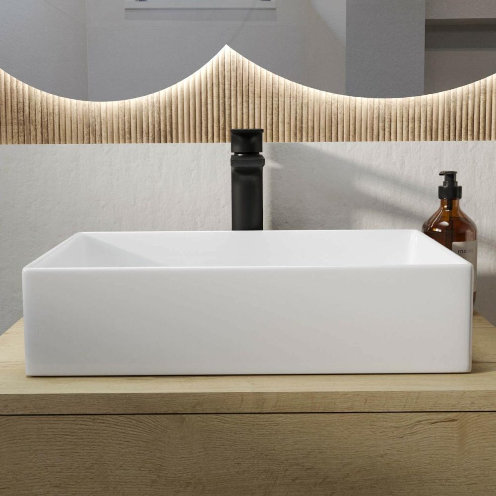 White Rectangular Countertop Basin 450Mm – Corey Basins