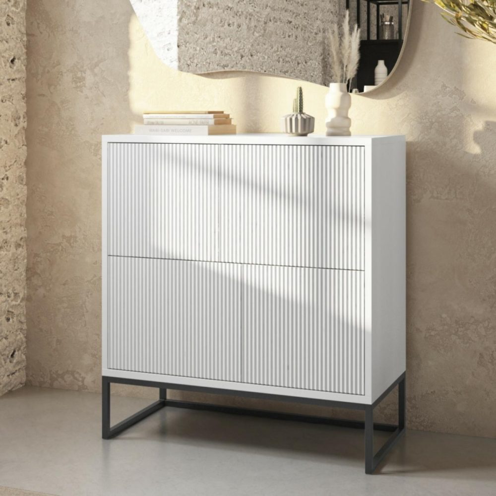 White Ribbed Multi Office Cupboard – Larsen Office